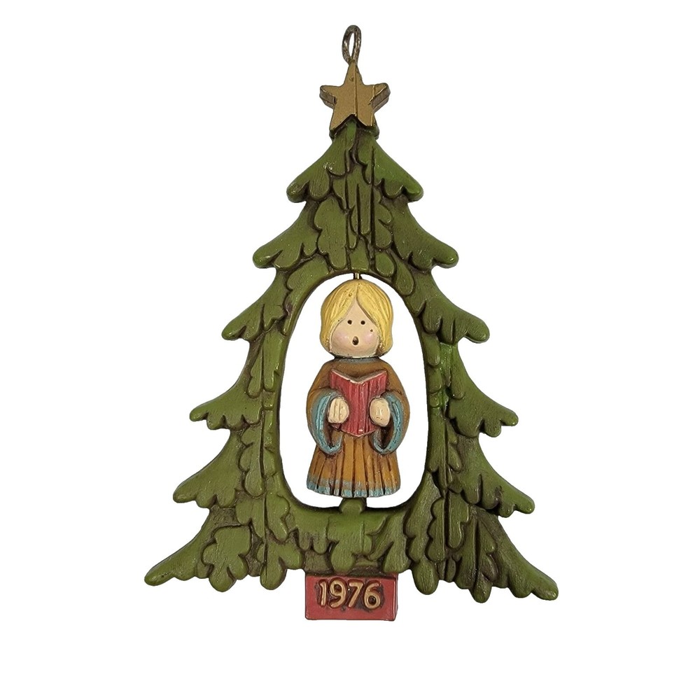 Vintage Hallmark Ornament 1976 Christmas Tree‎ Spin Angel Plastic